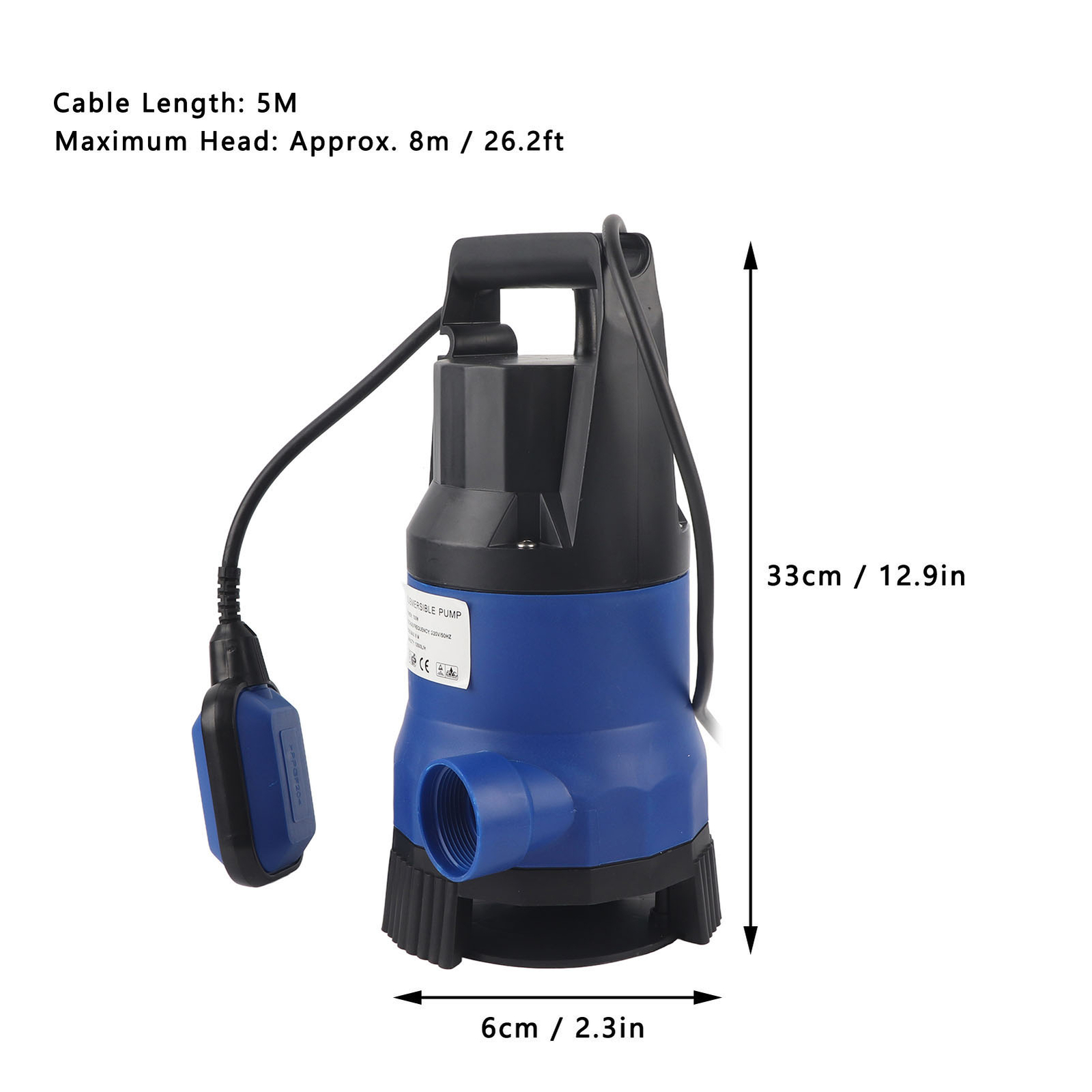 Bomba sumergible plástico portátil equipo hidráulico de ahorro de energía para piscina 750 W