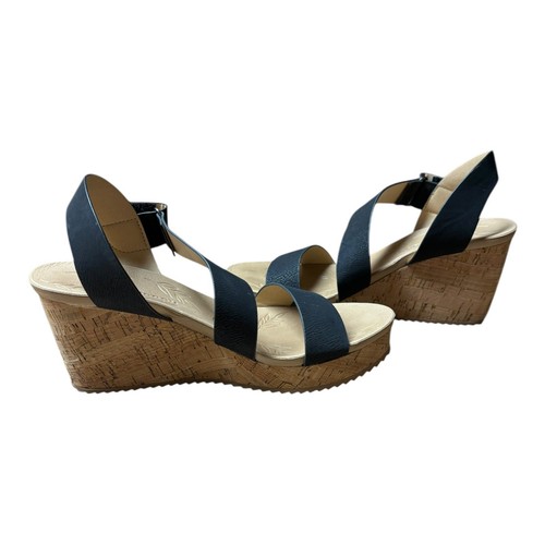 CL Laundry Sandal Womens Size 8.5 Black Kingly Cork Wedge Sling Back Chic Boho - Picture 2 of 13