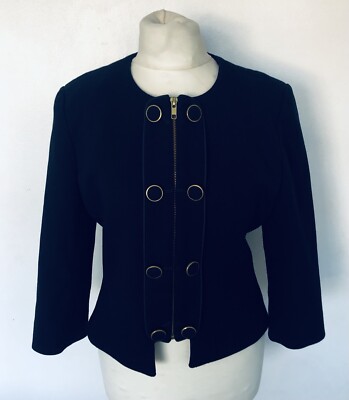 SOMERSET by ALICE TEMPERLEY - MARINEBLAUE Jacke 3/4 Ärmel Schleife Größe 8 - ATEMBERAUBEND