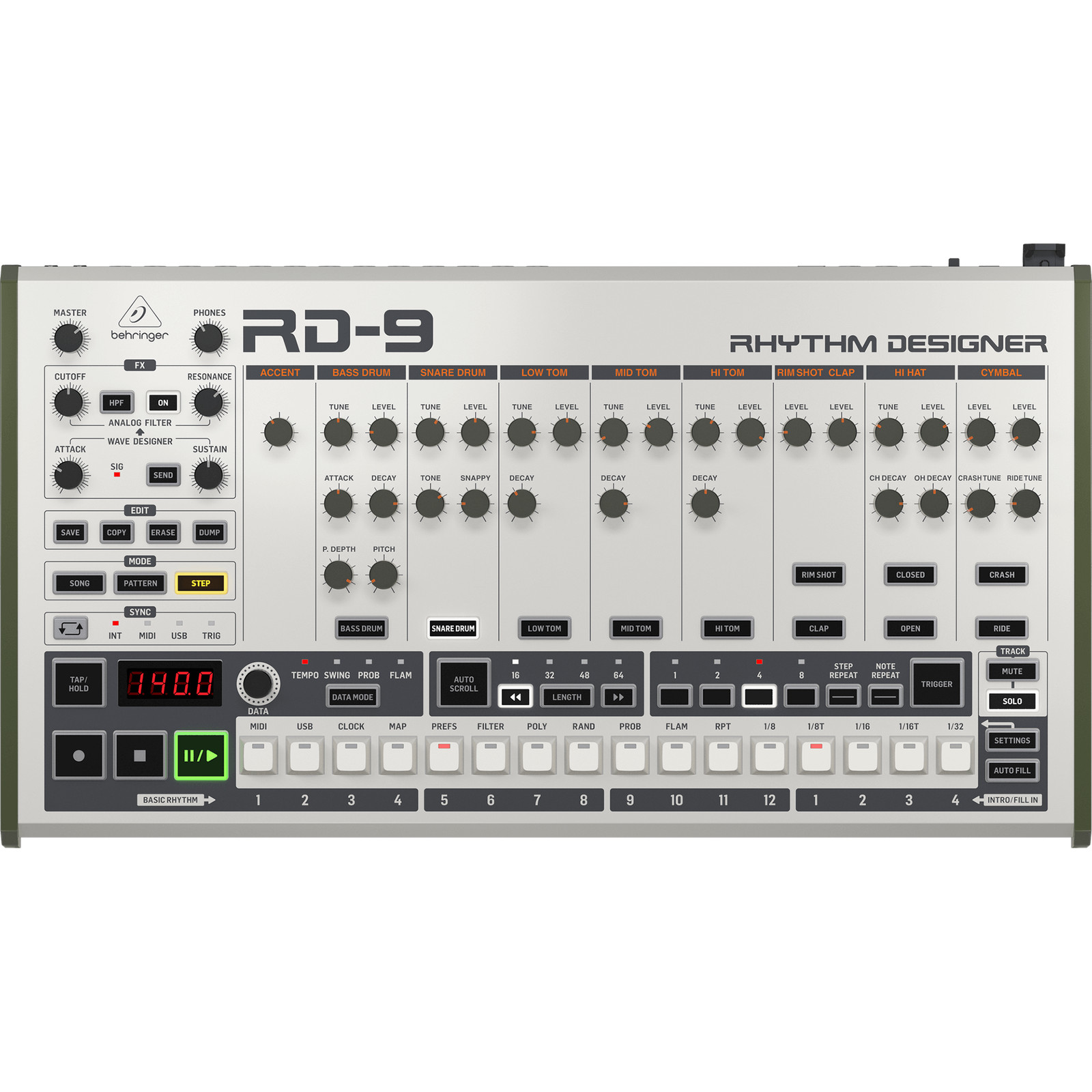 Аналоговая драм-машина Behringer RD-9 55190₽