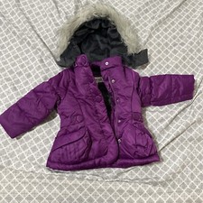 London Fog Puffer Jacket Hooded Coat Purple 3T Kids