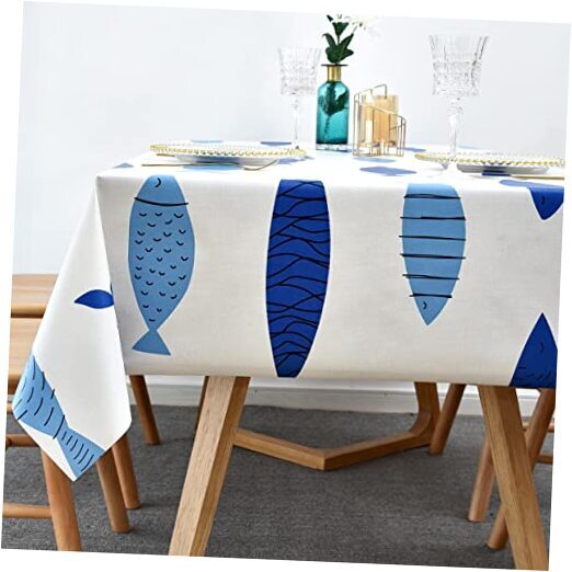  Heavy Duty Vinyl Oilcloth Tablecloth PVC Waterproof Plastic 54x108 Inch Fish