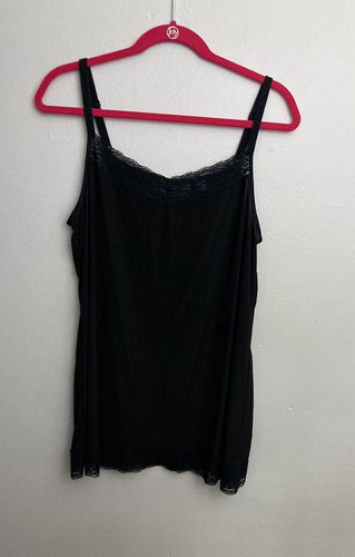 Avenue Studio NWT Black Lace Trim Cami Tank Top Womens 14 / 16