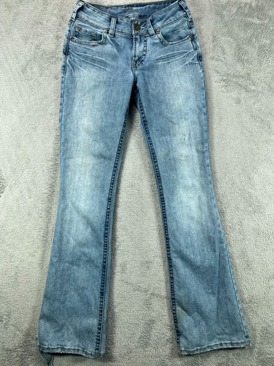 Y2K 90s VTG Silver Low Rise Bootcut Flare Jeans SZ 27 Womens Suki