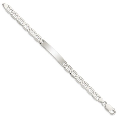 Sterling Silver Polished Engraveable Anchor Link Chain ID