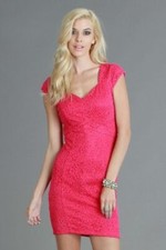 New Fuchsia Pink Scoop Neck Bodycon Slimming Dress by Nikibiki Sz Small, Medium 