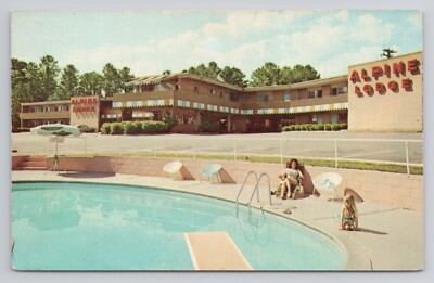 Alpine Lodge Quality Inn Swimming Pool Macon Georgia Postcard