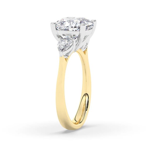 Cushion Solitaire Labgrown Diamond Trilogy Ring 14k Yellow Gold 3.50 Ct D VVS2 - Picture 9 of 22
