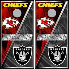 chiefs raiders house divided 0338 cornhole board vinyl wraps