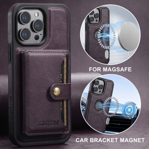 For iPhone 15 Pro Max Plus 14 13 12 Magnetic Phone Case Detachable Card Wallet - Picture 52 of 52