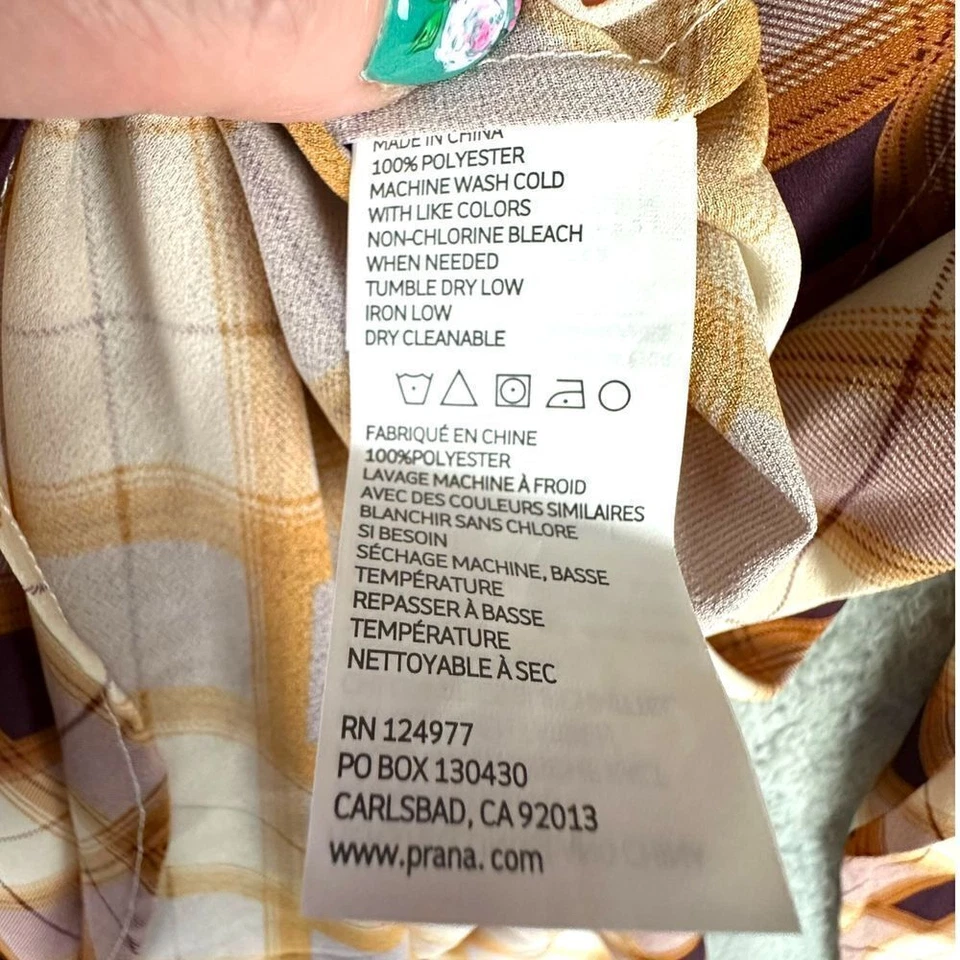 Maxi camisa prAna Flint a cuadros ámbar oscuro para mujer talla grande nueva con etiquetas túnica transparente fluida Foto 4 de 4