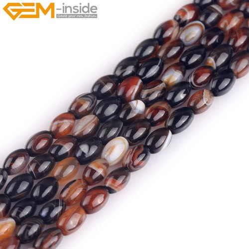 Natural Oval Rice Botswana Agate Onyx Beads For Jewelry Making 15'' 6x9mm - Picture 13 of 26