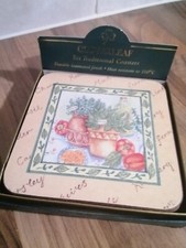 cloverleaf coasters set of 6 boxed vintage dining decor cork Back british cute