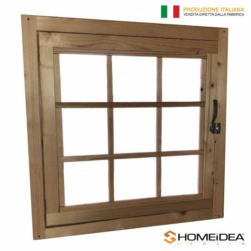 Finestra in legno apribile per casetta 81x81 cm con telaio maniglia e...