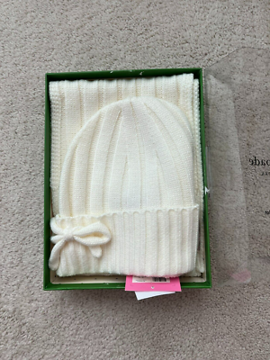 Brande New Kate Spade Sparkling French Cream White Scarf & Hat Set Kate Spade Scarf And Hat Set Color Pink NIB | eBay main image 2