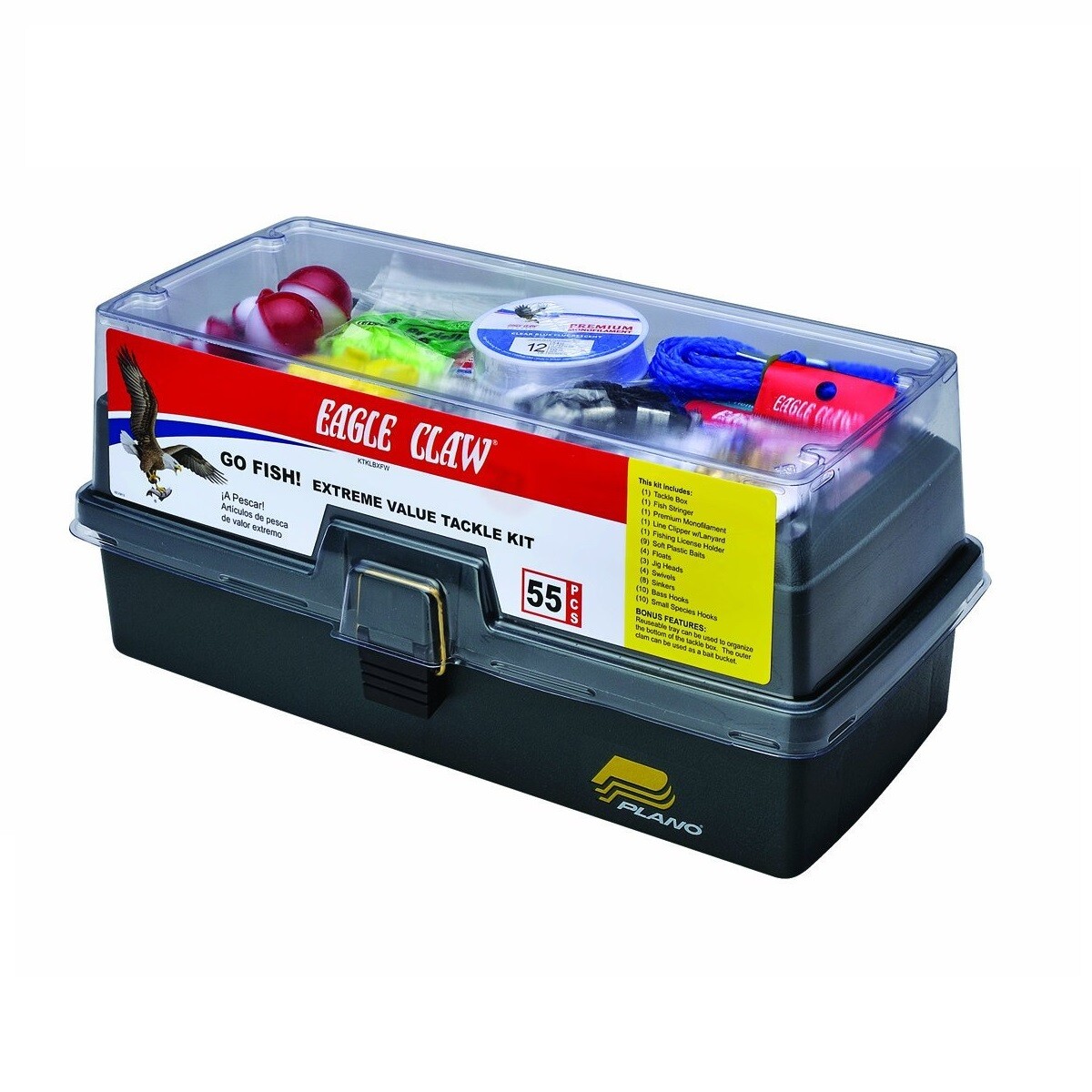 Eagle Claw KTKLBXFW-D Tackle Box Kit 55 pieces