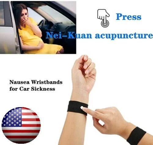 1 Pair Anti Nausea Morning Sickness Motion Travel Sick Wrist Bands Car Van Sea 