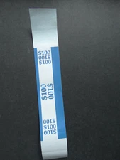 1 - Blue $100 Cash Money Self-Sealing Straps Currency Bands 