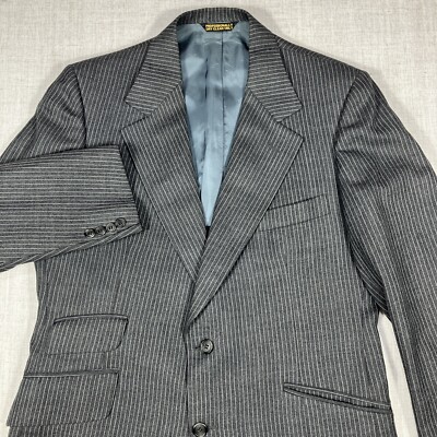 Vintage Kings Road Sears Blazer Jacket Mens 42 Grey Pin Striped