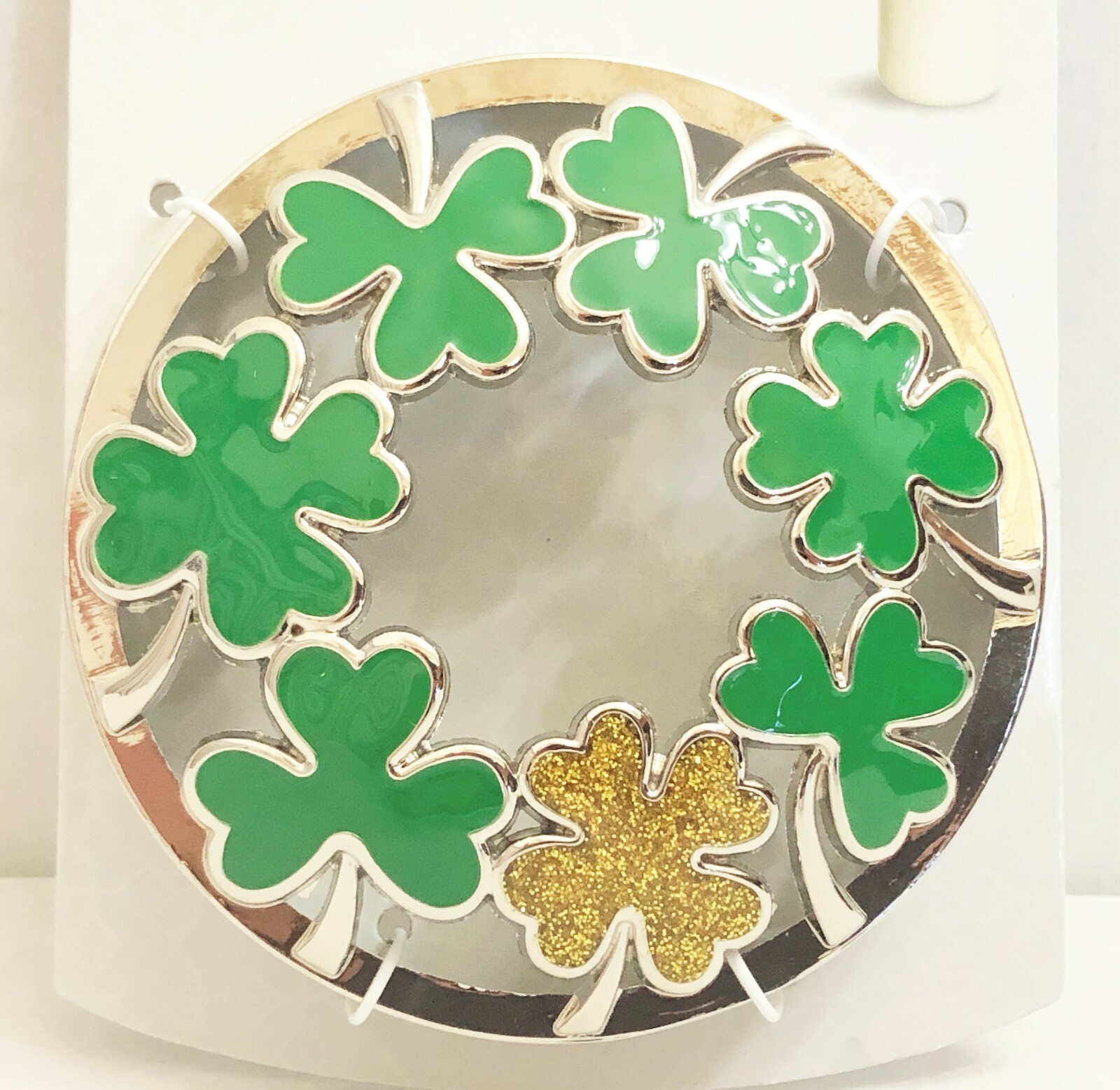 YANKEE CANDLE IllumaLid SHAMROCK Gold 4 LEAF CLOVER St Patrick's Day JAR TOPPER eBay