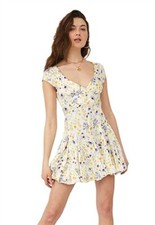 Free People Women's Ivory Combo Floral Stretch It Takes Two Wrap Dress Size M