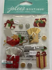 Jolee's Boutique 12 Piece Dimensional Stickers Christmas Gifts NIP