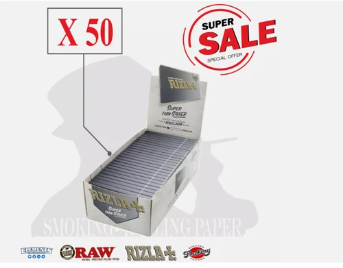 Cartine Rizla Argento Corte Regular Silver páipéar Scatola Da 50 Libretti