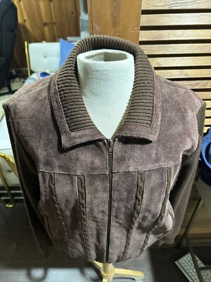 Vintage Oakton Ltd Suede Leather Sweater Jacket Mens Size L Vintage Oakton Ltd Suede Leather Sweater Jacket Mens Size L