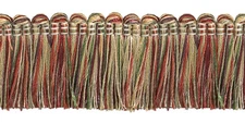 Wine Gold Green 1.25" Brush Fringe Trim Cherry Grove [5 Yards]