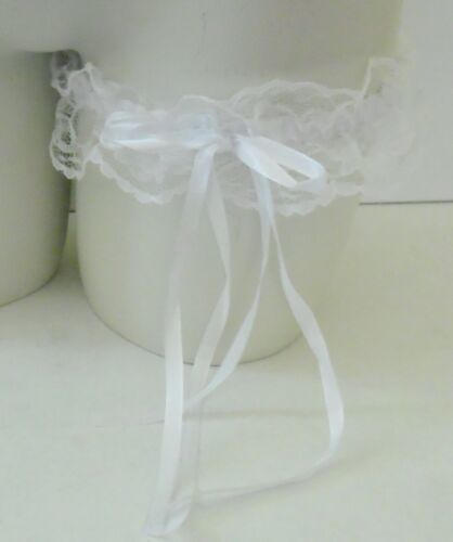 Lingerie accessoire mariage  : jarretière en dentelle blanche noeud satiné - Photo 1 sur 1
