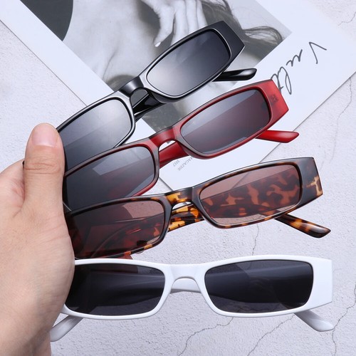 Small Rectangle Sunglasses Women Men Retro Narrow Frame Leopard Vintage - Picture 11 of 19
