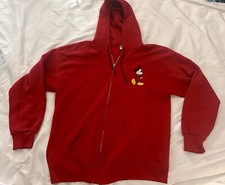 Vintage Disney Character Fashions Mickey Mouse Zip Hoodie Red XL Cotton Women s