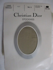 1PR VINTAGE CHRISTIAN DIOR SANDALFOOT SHEER FLAT KNIT NYLON STOCKINGS 11 LONG AS