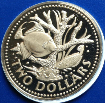1980 Barbados Large Proof $2-Fish/Coral