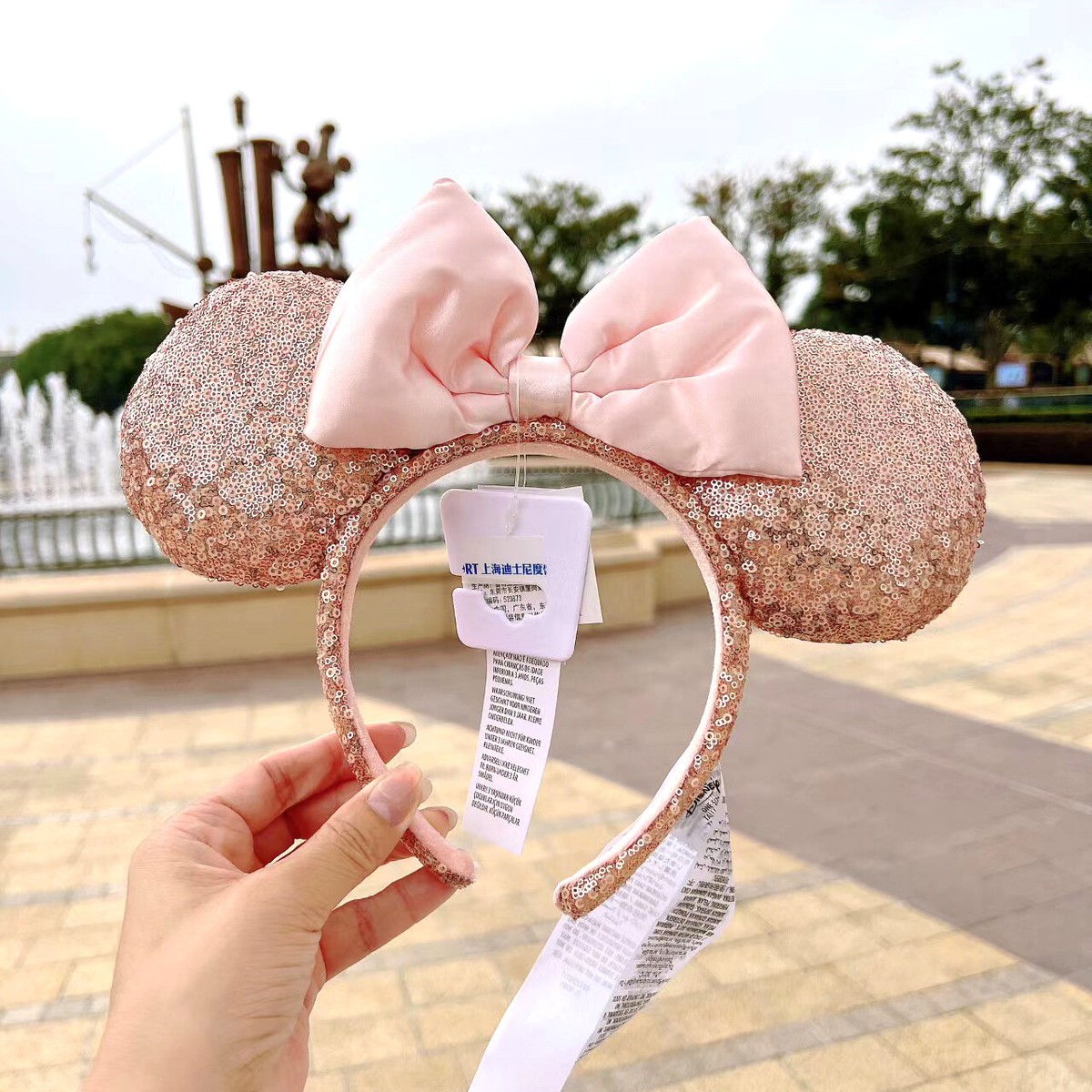 Disney Sequin and Bow Mouse Ears Headbands - Pink, Gold, Black Hot Pink And Gold Minnie Mouse Polka Dot Disney Sequined Ear  main image 2