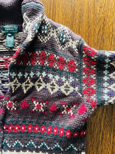 Ralph Lauren Exclusive Hand Knit Vintage Southwestern Open Cardigan Wool Sz M - Picture 19 of 23