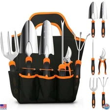 Heavy Duty Stainless Steel Gardening Tool Set with Tote Bag & Non-Slip Grip