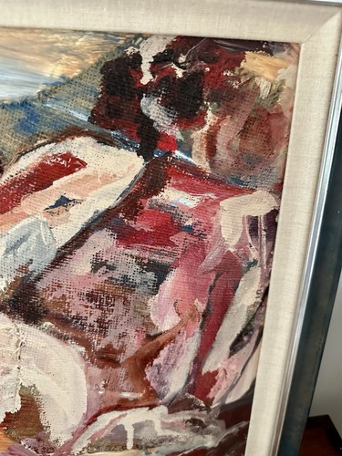 Quadro arte donna nuda astratta tecnica mista originale incorniciato, firmato 22”x27” - Foto 3 di 12