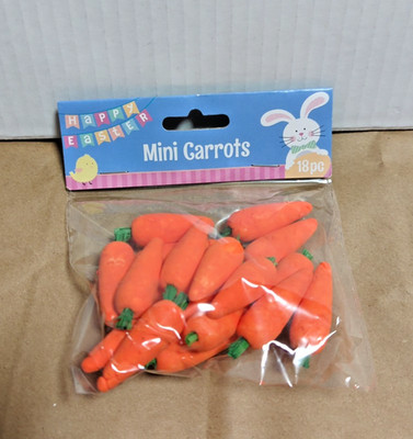 Mini Carrots Set of 18 for Easter Decor 1.5'' long carrots in New unopened Bag