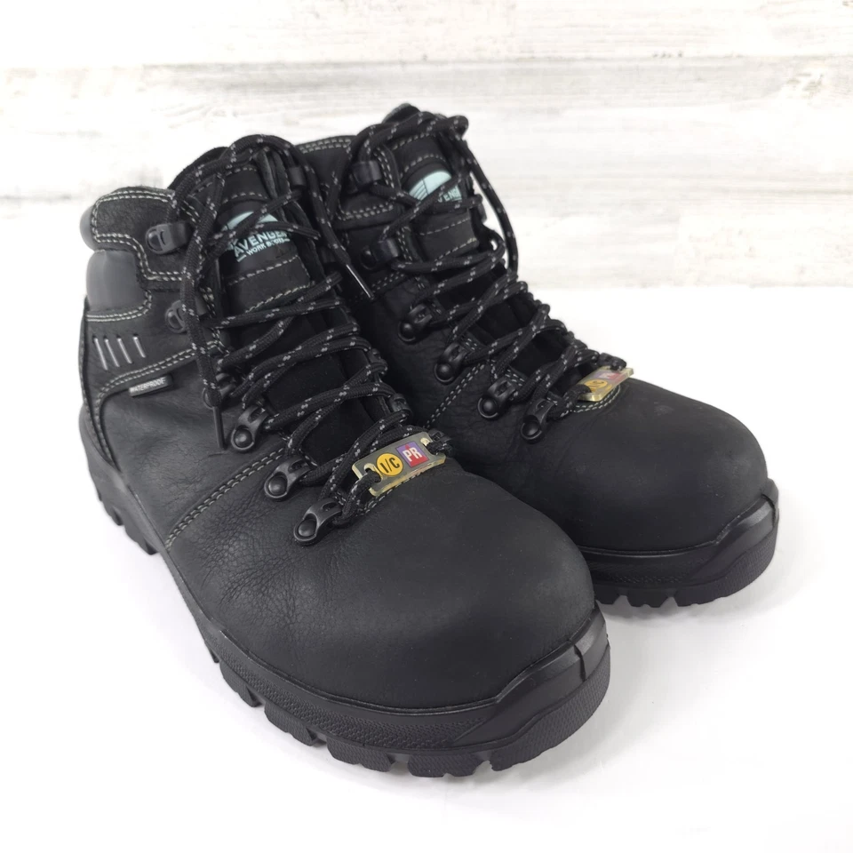 AVENGER WOMEN'S BREAKER WORK BOOTS INDUSTRIAL SIZE 7.5 BLACK LEATHER STEEL TOE.. - Image 3 of 4