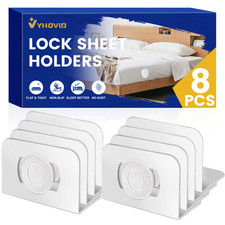 YHOVID White Bed Sheet Holders Keep Sheets Tight - Fitted Sheet Lock