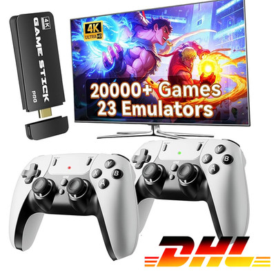 4k Retro Spielkonsole 64gb 20000+ Spiele 2.4ghz Dual Wireless Pads