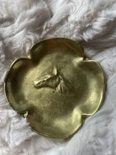 Vintage  Race Horse Head Early Virginia Metalcrafters Brass Ashtray / Pin Tray