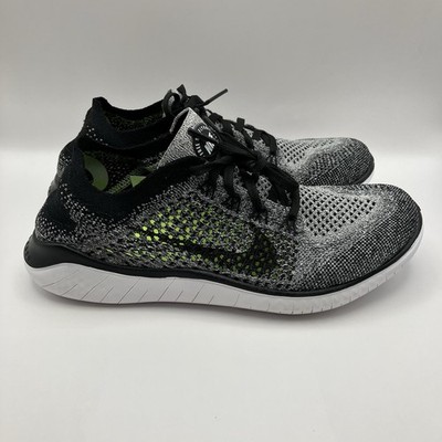 Nike Women's Size 9 Free RN Flyknit 2018 White Black Running Shoes 942839-101