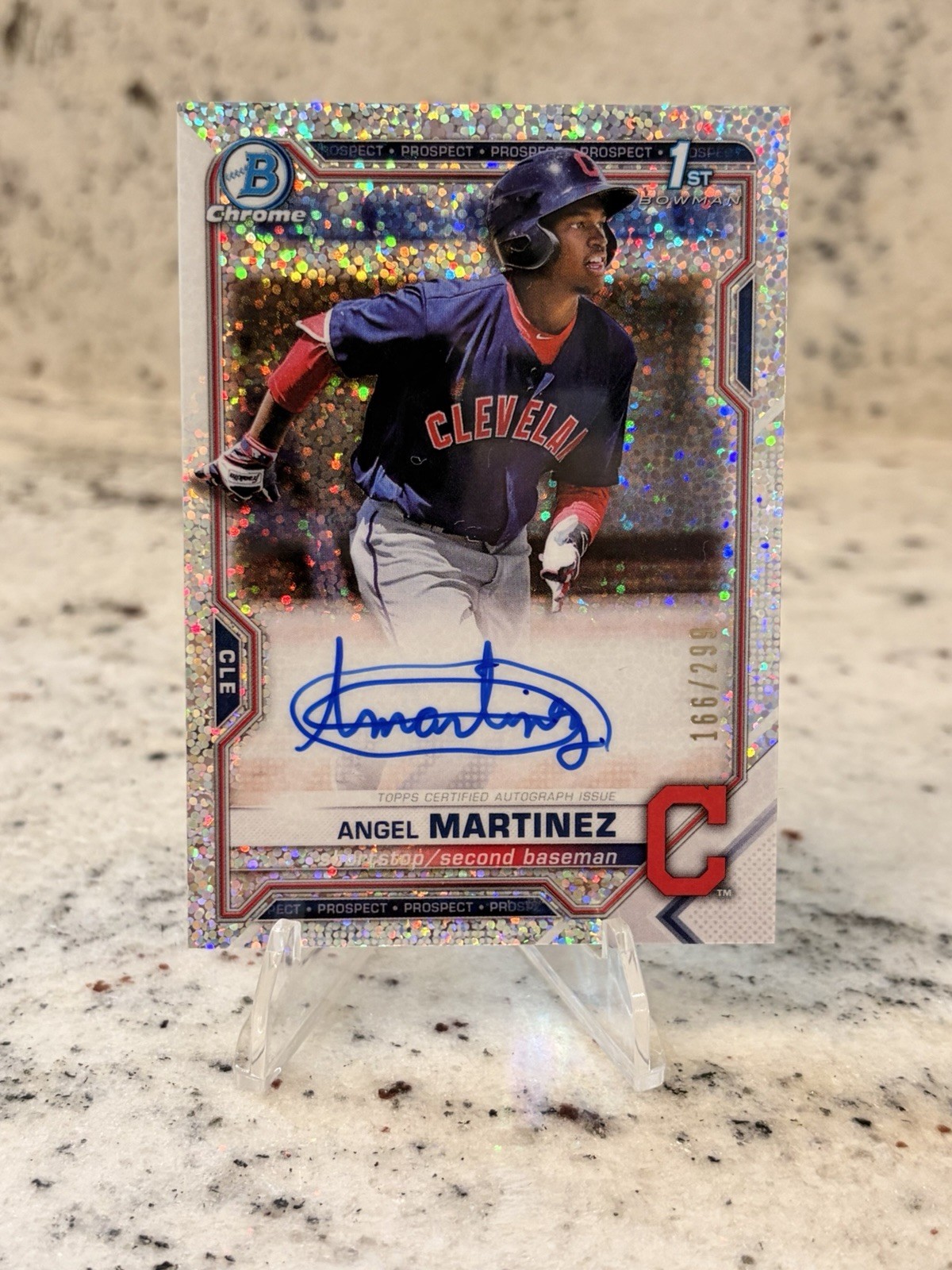 2021 First Bowman Chrome Angel Martinez Auto Speckle Refractor /299 Guardians 🔥