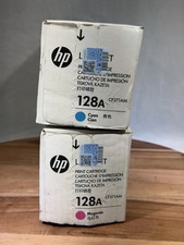 Genuine HP 128A CF371AM OEM Magenta Cyan 2 Pack LaserJet Toner Cartridge New
