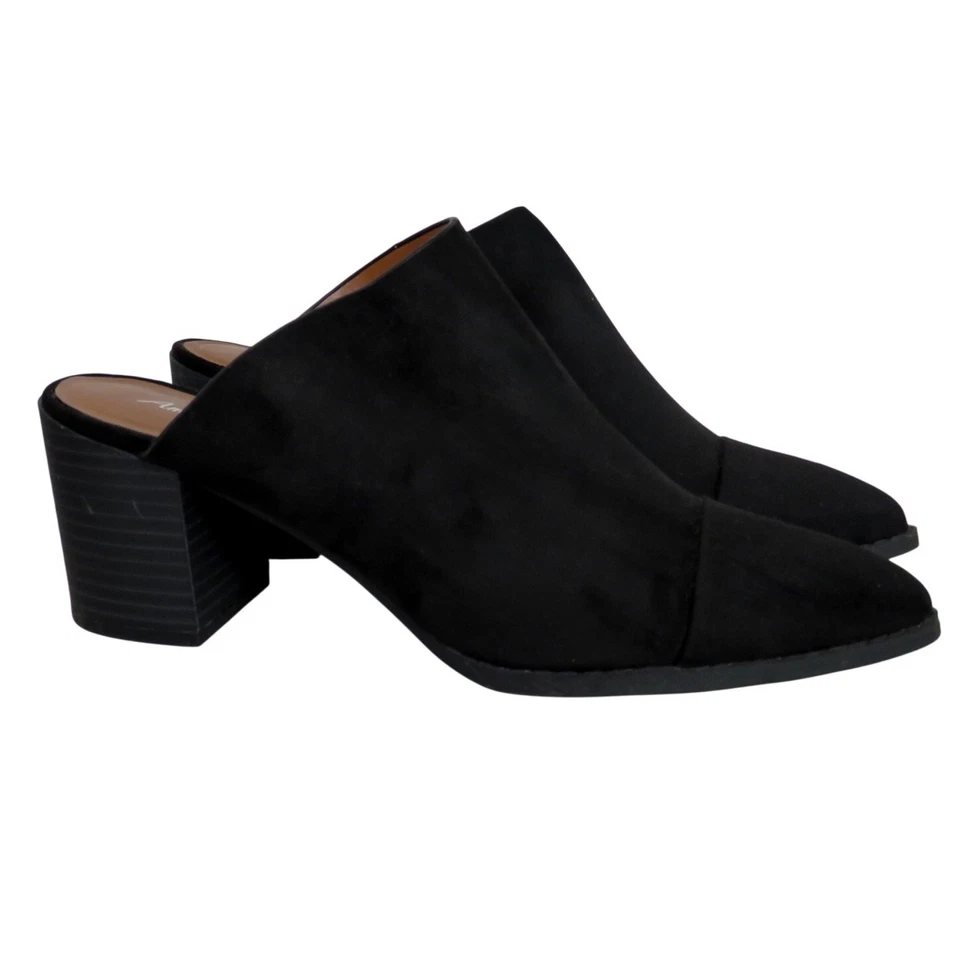 American Eagle Dani Black Suede Block Heel Mules Size 8 - Image 2 of 4