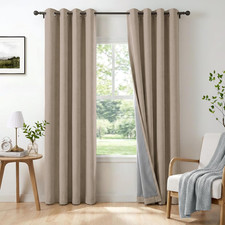 100 Blackout Shield Linen Textured Total Blackout Curtains for Bedroom 72 Inche