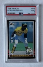 PSA 9 1985 Donruss #176 Rickey Henderson Oakland Athletics HOF