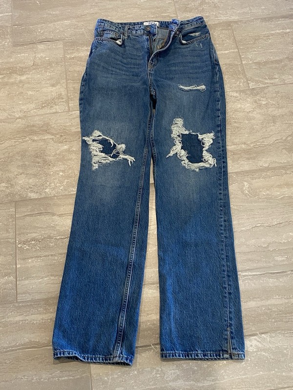 FREE PEOPLE We The People Jeans Women Sz 30 Blue Patched Boho Distressed NWOT  